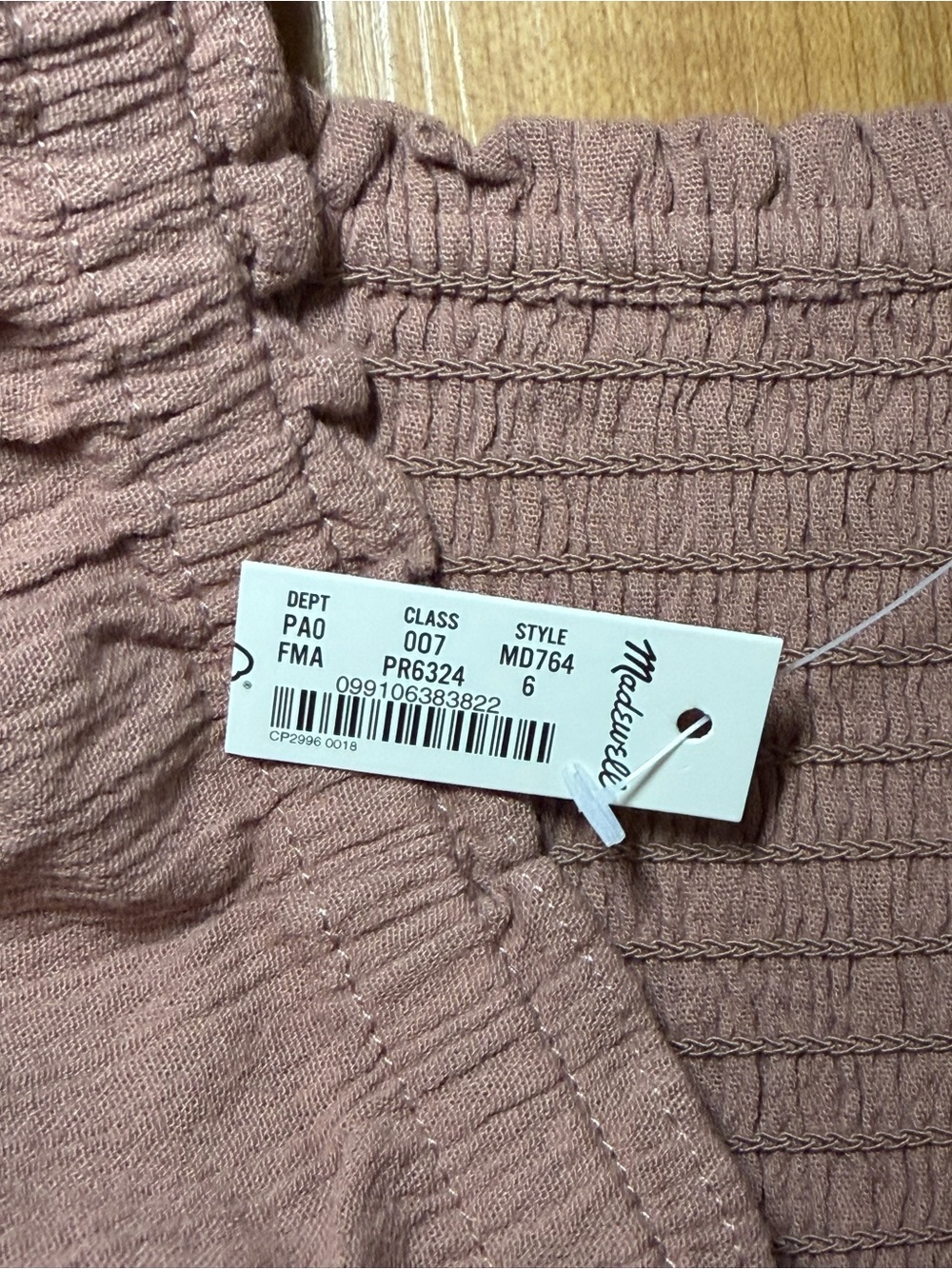 Madewell Babydoll Smocked Square Neck Puff Sleeve Peplum Top in Dusty Rose - Picture 15 of 15